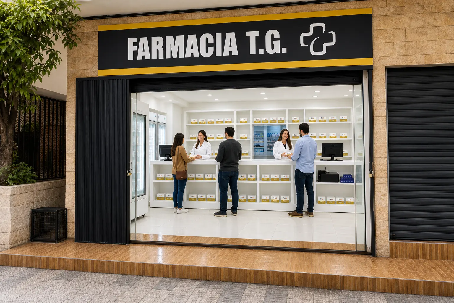 Fachada da FARMACIA T.G. em Ciudad del Este